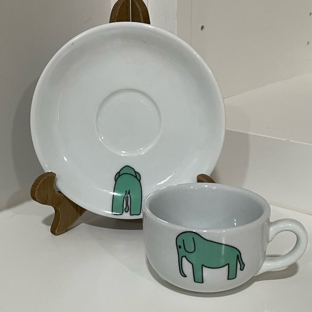 Porcelana Schmidt Cup Saucer Set Elephant Brazil Tea Party Pretend Play Nursery